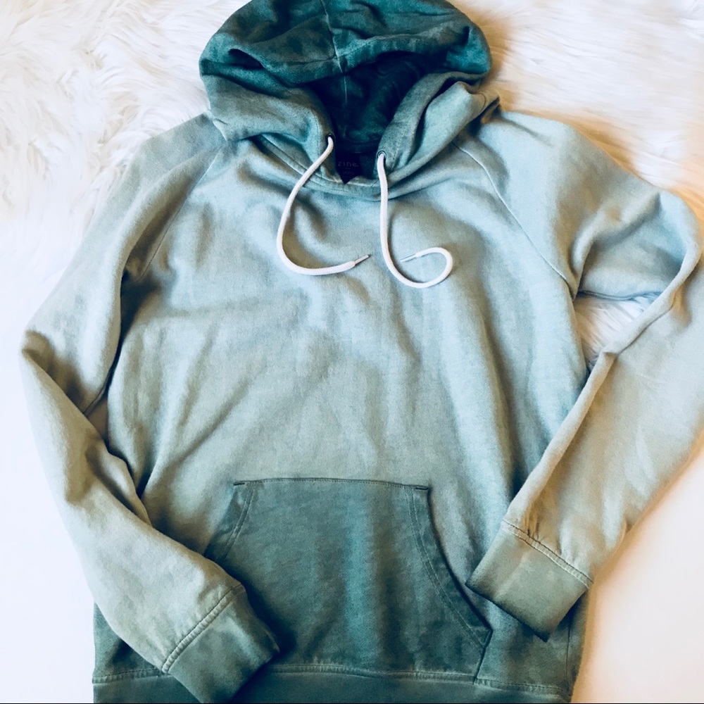 green pigment spray dyed hoodie
